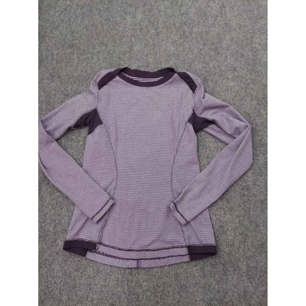 Lululemon Base Runner Top Women Small Purple Long Sleeve Thumbholes Ruched Back